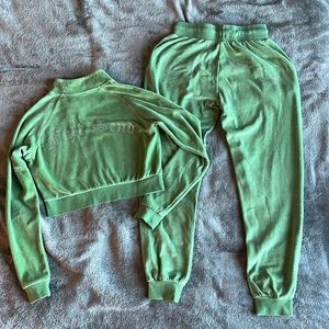 Nelk Boys RARE FULL SEND green velour tracksuit size small set